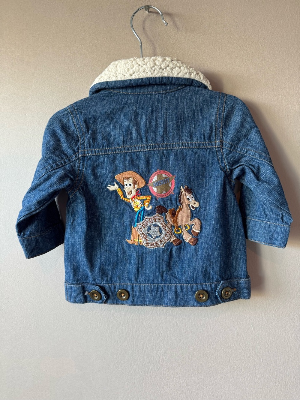 Toy Story Disney Store Organic Cotton Fleece Collar Sheriff Denim Jacket 6-12m